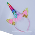 Amazon Top Selling Wholesale Cute Design Unicorn Horn Stirnband mit künstlicher Blume